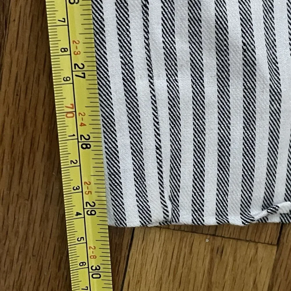 BANANA REPUBLIC‎ Avery Straight-Fit Linen-Cotton Ankle Pant 8L Gray White NEW